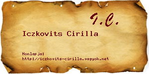 Iczkovits Cirilla névjegykártya